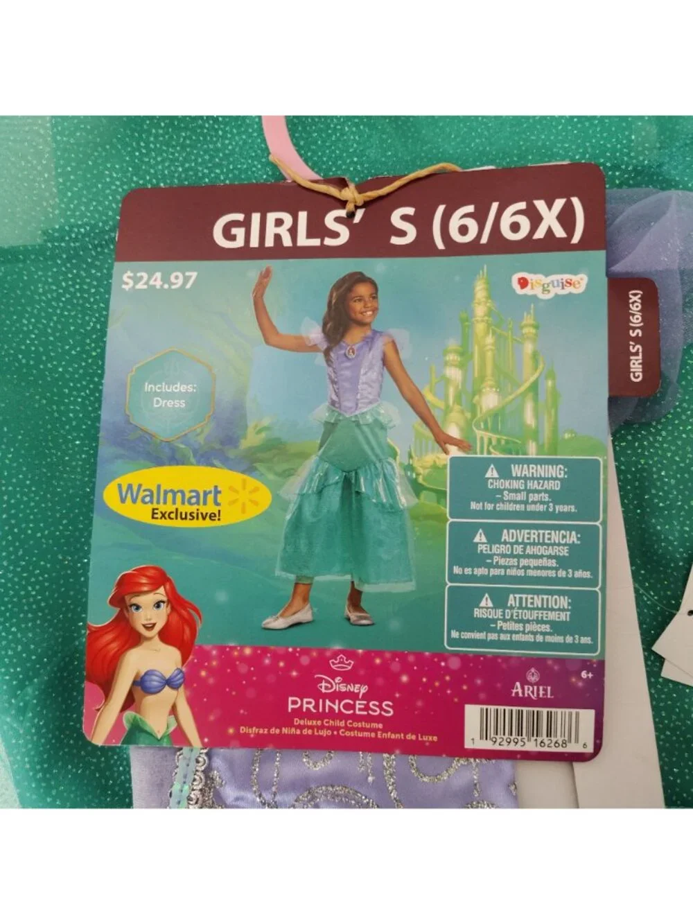 Disguise Disney Princess Girls S (6/6X) Deluxe Ariel Dress Halloween Costume
